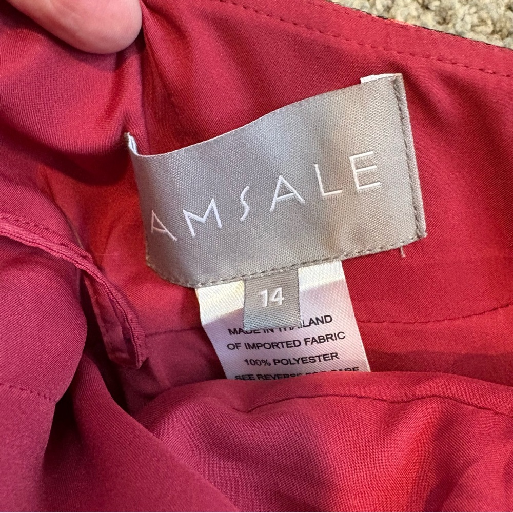 Amsale New Italian Fluorescent Floral Jacquard Gown In Coral Black Size 14 - Picture 14 of 16